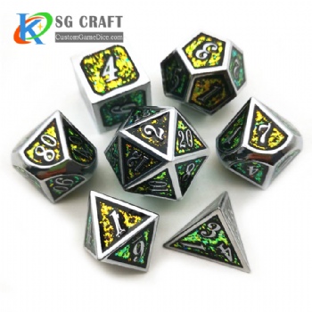 Italic number glitter metal dice dnd game metal custom dice