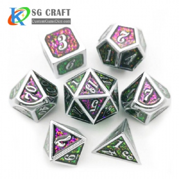 Italic number glitter metal dice dnd game metal custom dice