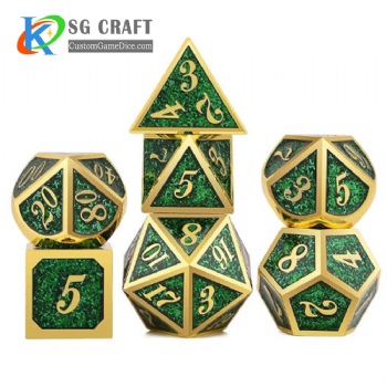 Italic number metal dice dnd game metal custom dice green glitter