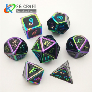 Italic number metal dice dnd game metal custom dice rainbow dice