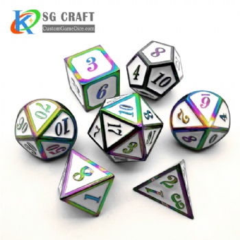 Italic number metal dice dnd game metal custom dice rainbow dice