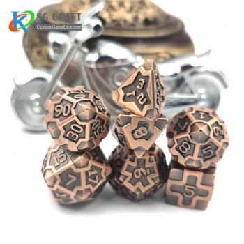 IRON MAN  ANTIQUE COPPER  METAL DICE SET