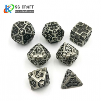 IRON MAN  ANTIQUE SILVER  METAL DICE SET