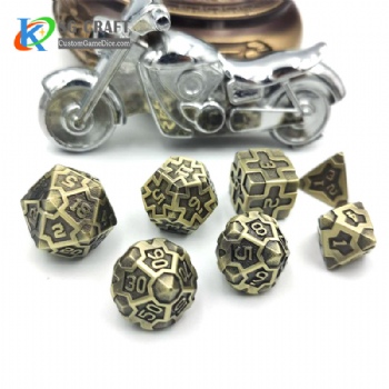 IRON MAN  ANTIQUE BRASS  METAL DICE SET