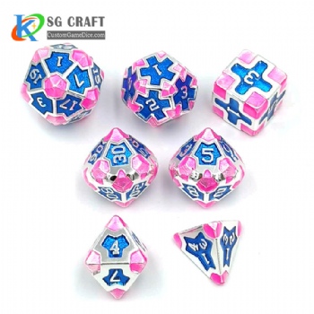 IRON MAN PINK METAL DICE SET