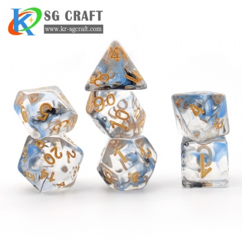 SG1-2 Blue and Black Swirl Nebula Dice Set 