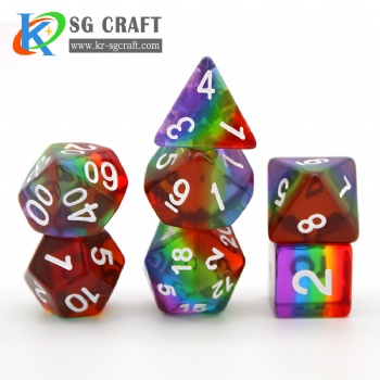 SG4-2 Red/Yellow/Green/Blue/ Purple Transparent Layered Dice Set
