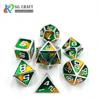 SGHSM2019 Yellow/Light Green/Dark Green 3 colors Enamel Metal Dice