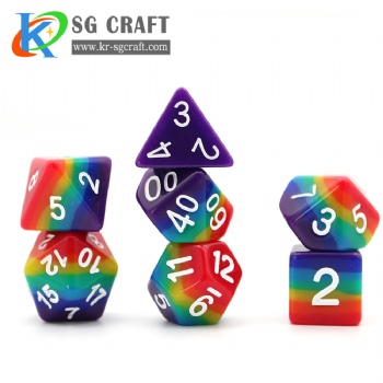 SG4-3 Red/Orange/Yellow/Green/B lue/ Indigo/Purple Opaque Layered Dice Set