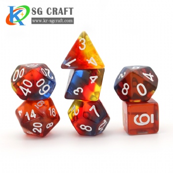 SG4-4 Yellow/Red/Black/Blue Transparent Layered Dice Set