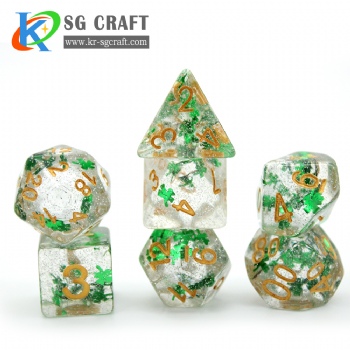 SG5-1 Transparent Four-Leaf Clover Paillette With Silver Glitter Dice Set