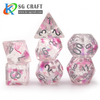 SG5-2 Transparent Sakura Paillette With White Glitter Dice Set