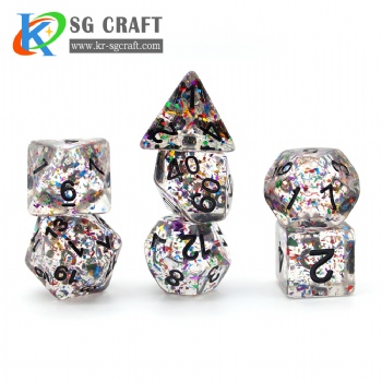 SG5-3 Transparent Rainbow Pieces Paillette Dice Set