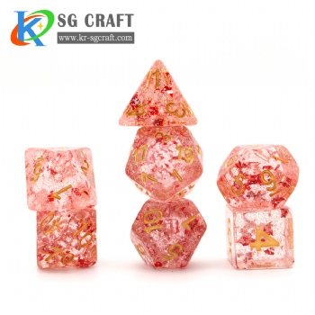 SG5-5 Transparent Red Paillette With Silver Glitter Dice Set