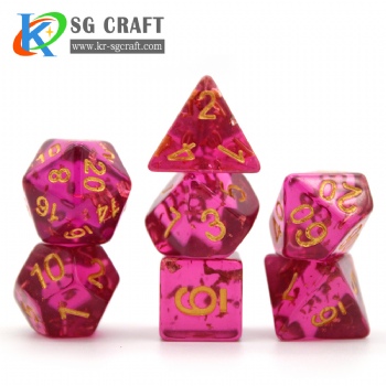 SG6-2 Transparent Purple Copper Foil Pieces Dice Set
