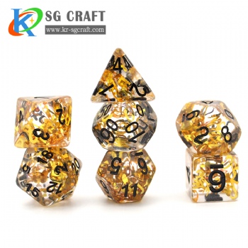 SG12 Transparent Fill With Gold Letters Dice Set