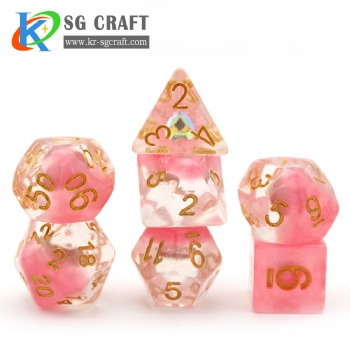 SG13-3 Transparent Heart Diamond With Pink Floor With Chameleon Glitter Dice Set