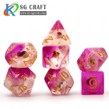 SG14-1 Transparent Colorful Pearl With Purple Floor With Chameleon Glitter Dice Set