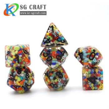 SG9-4 Transparent Fill With Colorful Circle Dice Set