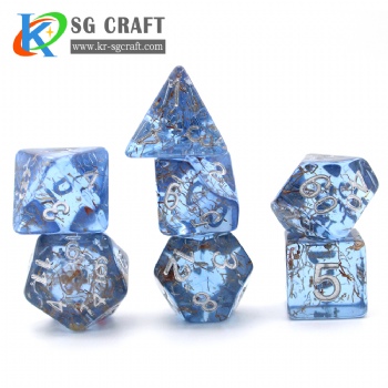 SG16-1 Transparent Blue Transparent With Fireworks+Silver Glitter Dice Set 