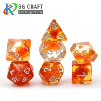 SG15-4 Transparent With Orange Cotton Colorful Cotton Dice Set