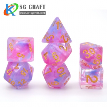 SG1-1 Blue and Purple Swirl Nebula Dice Set