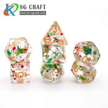 SG8-2 Transparent Christmas Green Tree+Red Pieces+White Snow Dice Set