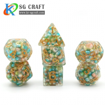 SG9-1 Transparent Fill With Colorful Ball Dice Set