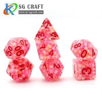 SG9-2 Transparent Fill With Pink Ball Colorful Ball Dice Set