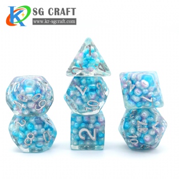 SG9-3 Transparent Fill With Blue Ball Colorful Ball Dice Set