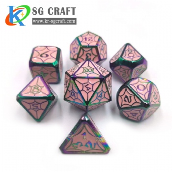 SGHSMN2020 Rainbow Plated And Pink Color Enamel Metal Dice