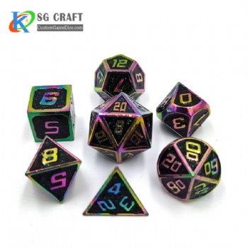 SGHSM2019 Rainbow plated And Black/Glitter Enamel Metal Dice