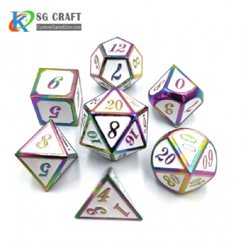 SGHSM2019 Rainbow Plated And White Color Enamel Metal Dice