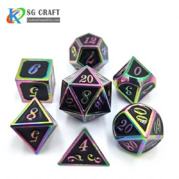 SGHSM2019 Rainbow Plated And Black Color Enamel Metal Dice