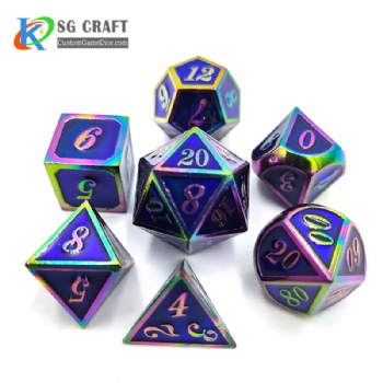 SGHSM2019 Rainbow Plated And Blue Color Enamel Metal Dice