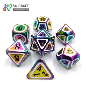 SGHSM2019 Rainbow Plated And White/Black 2 Colors Enamel Metal Dice