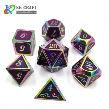 SGHSM2019 Rainbow Plated And Purple Color Enamel Metal Dice