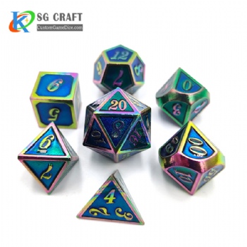 SGHSM2019 Rainbow Plated/Blue/Glitter Enamel Metal Dice