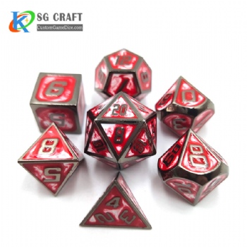 SGHSM2019 Red/White 2 Colors Enamel Metal Dice