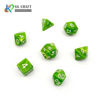 XY02 Acrylic Green Marble Dice Set