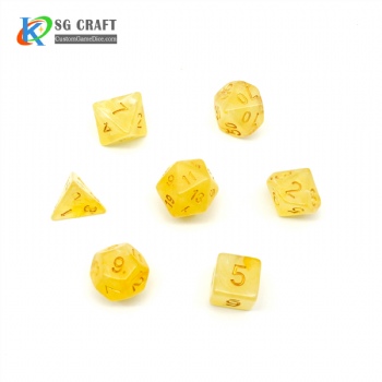 XY01 Acrylic Yellow Nebula Dice Set