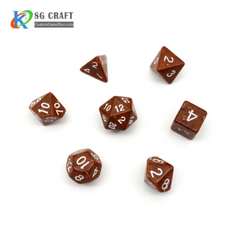 XY02 Acrylic Brown Marble Dice Set
