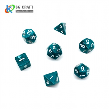 XY02 Acrylic Dark Green Marble Dice Set