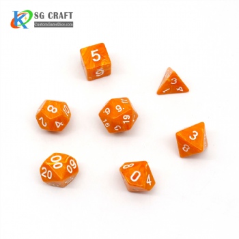 XY02 Acrylic Orange Marble Dice Set