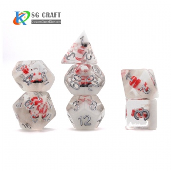 SG8-1 Transparent Christmas Santa Claus +White Snow+White Glitter Dice Set