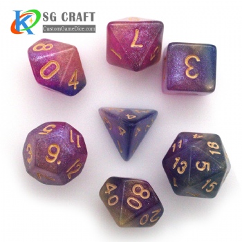 TQ02 3 Colors Swirl Chameleon Glitter Dice Set