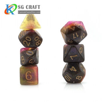 TQ02-12 3 Colors Swirl Chameleon Glitter Dice Set