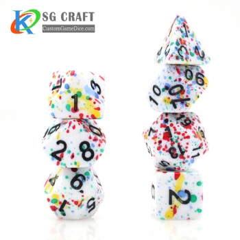 TQ01-6  Rainbow Colors Speckle Dice Set