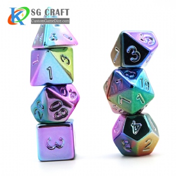 TQ12-1 Metal Rainbow Plating Finish Dice Set