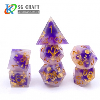 SGS-36 Sharp White+Purple Swirl Nebula Dice